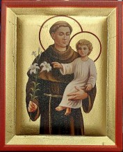 Icône de Saint Antoine de Padoue 6.5cm*8 cm Sérigraphie sur dorure